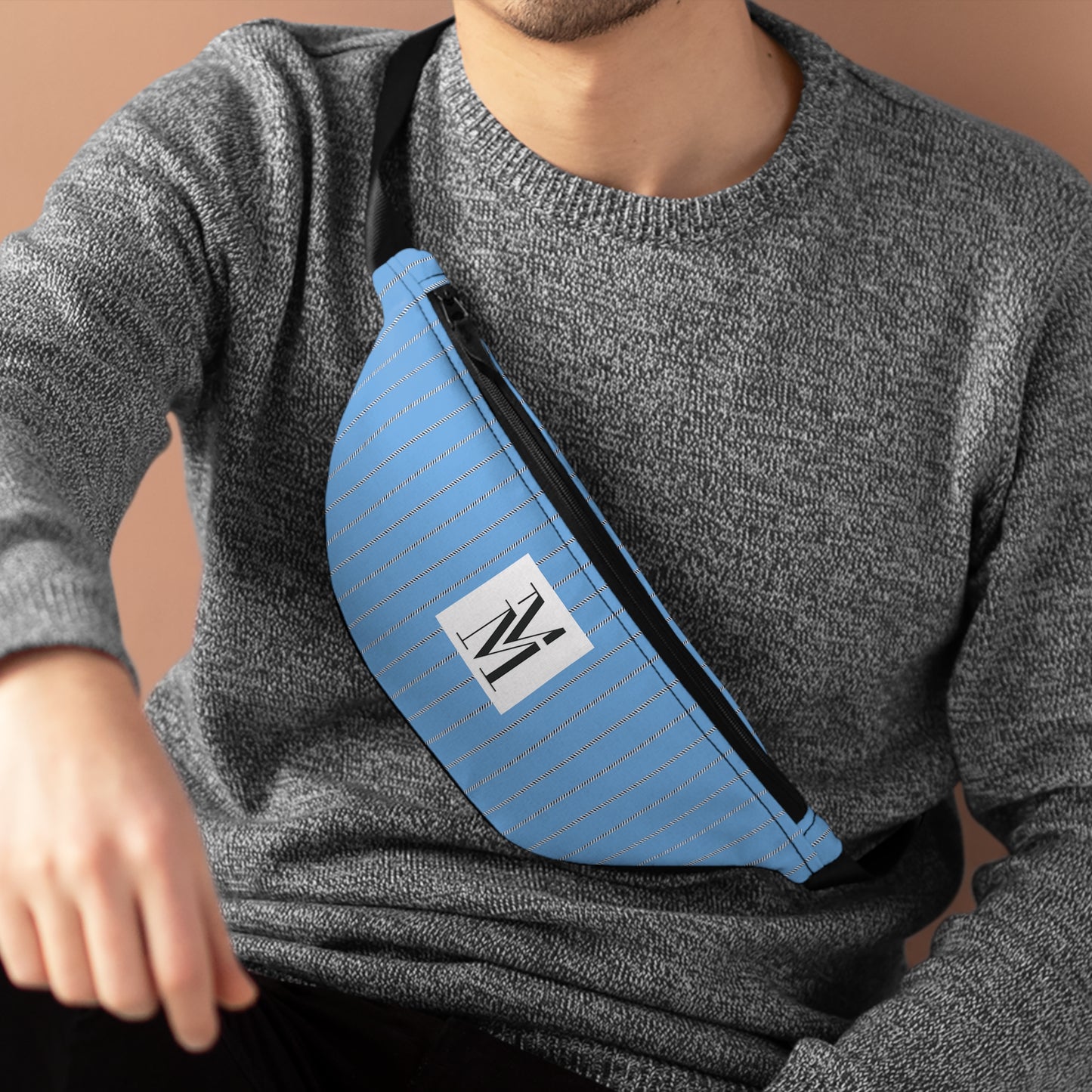Mss Mia Light Blue w/ Pinstripe Fanny Pack