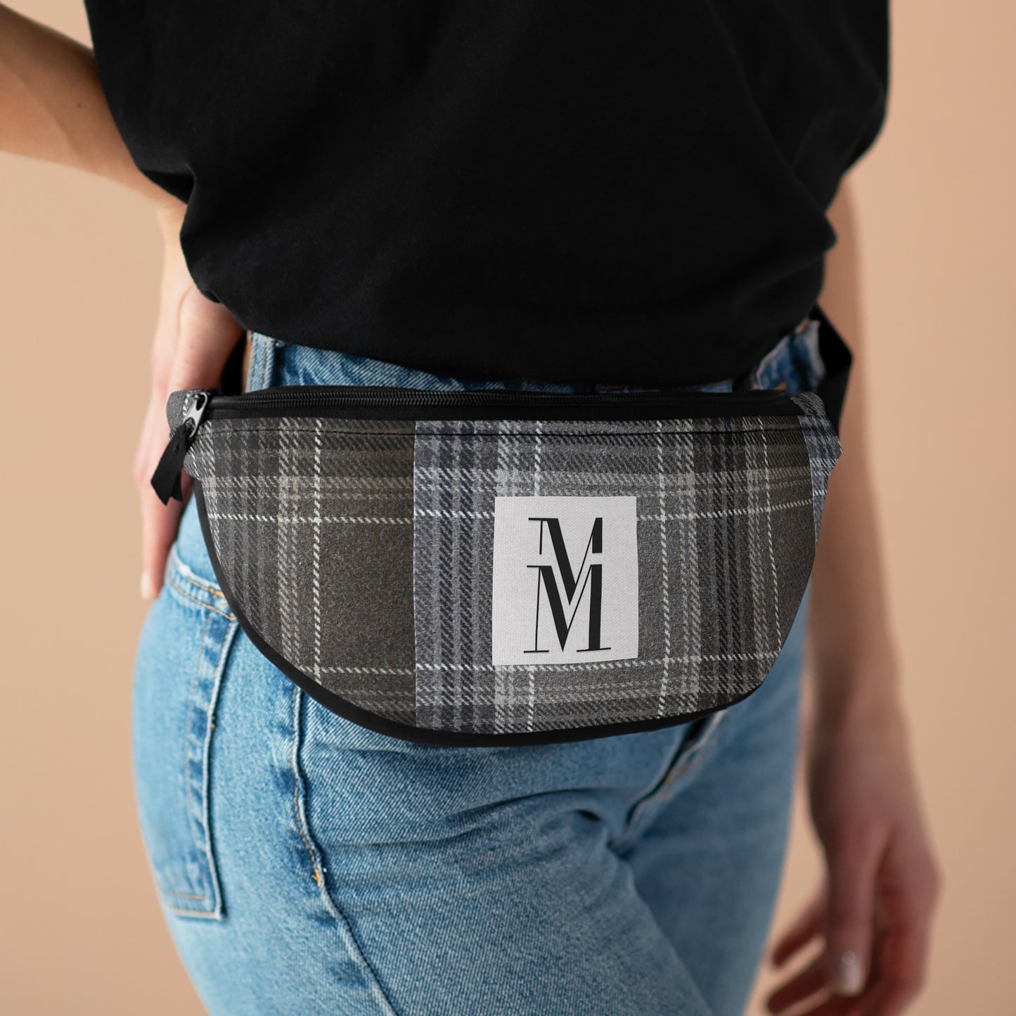 Mss Mia Grey Plaid Fanny Pack