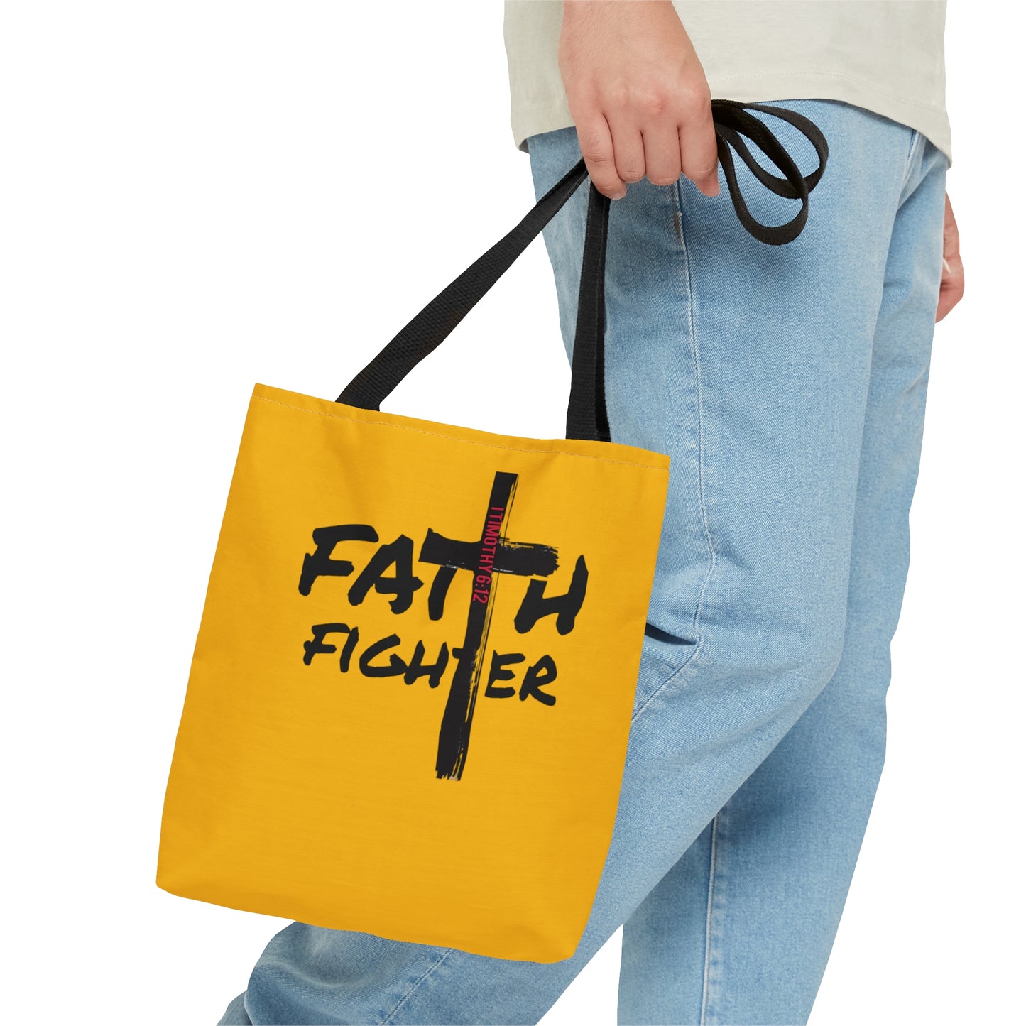 Collection A: “Faith Fighter” Yellow Tote Bag