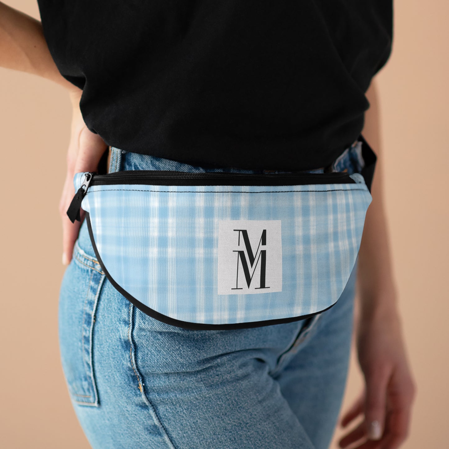 Mss Mia Light Blue Plaid Fanny Pack