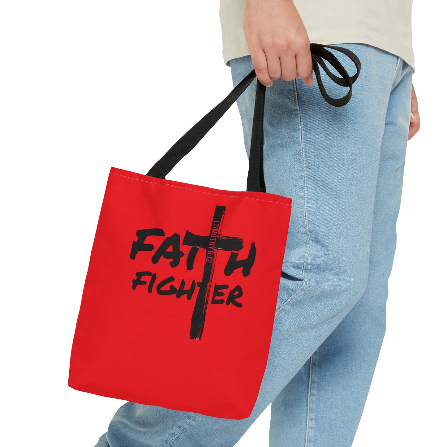 Collection A: “Faith Fighter” Red Tote Bag