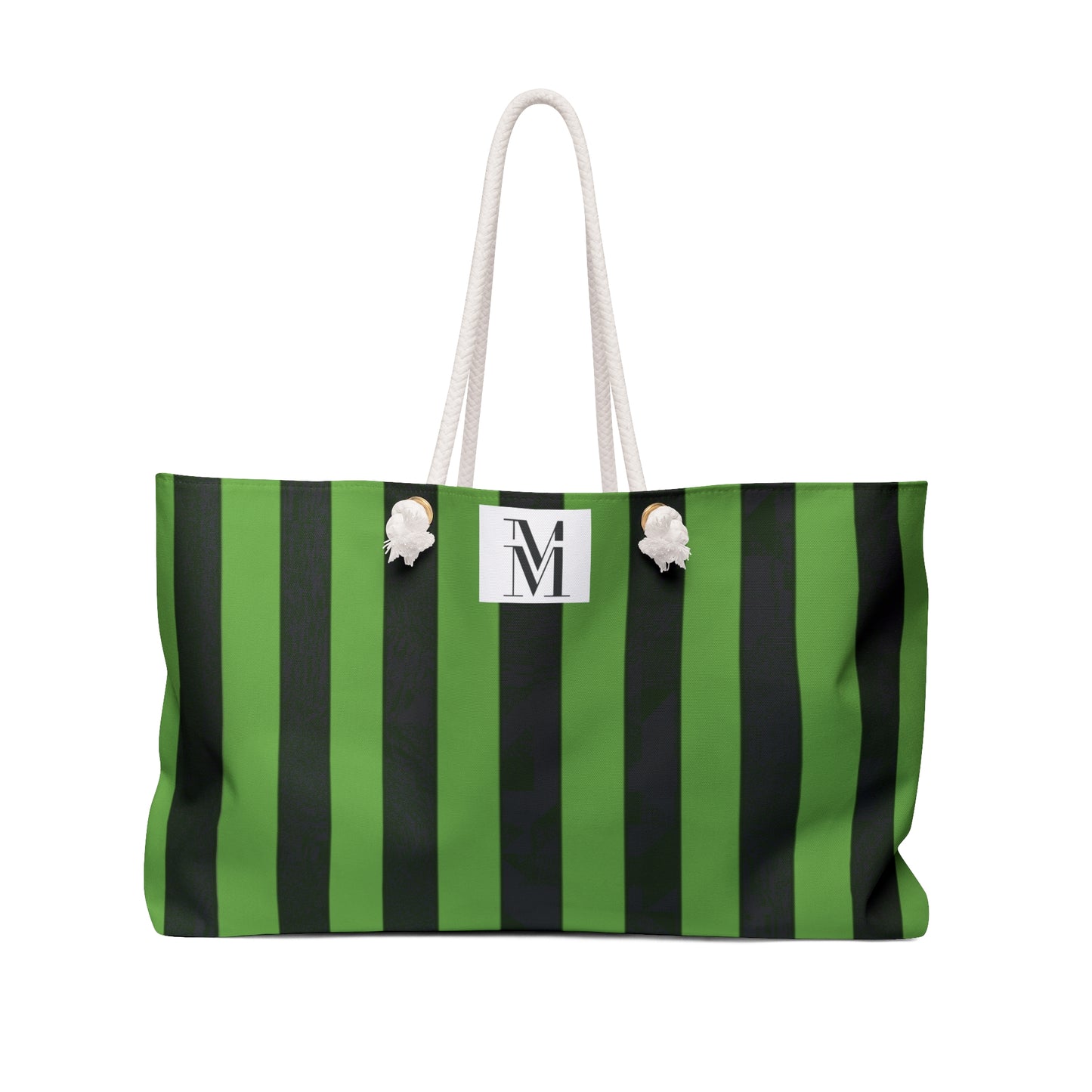 Mss Mia Light Green/Black Stripe Weekender Bag