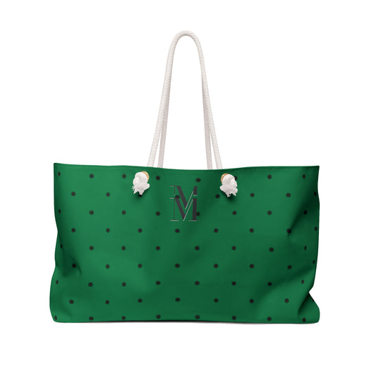 Mss Mia Dark Green Polka Dot Weekender