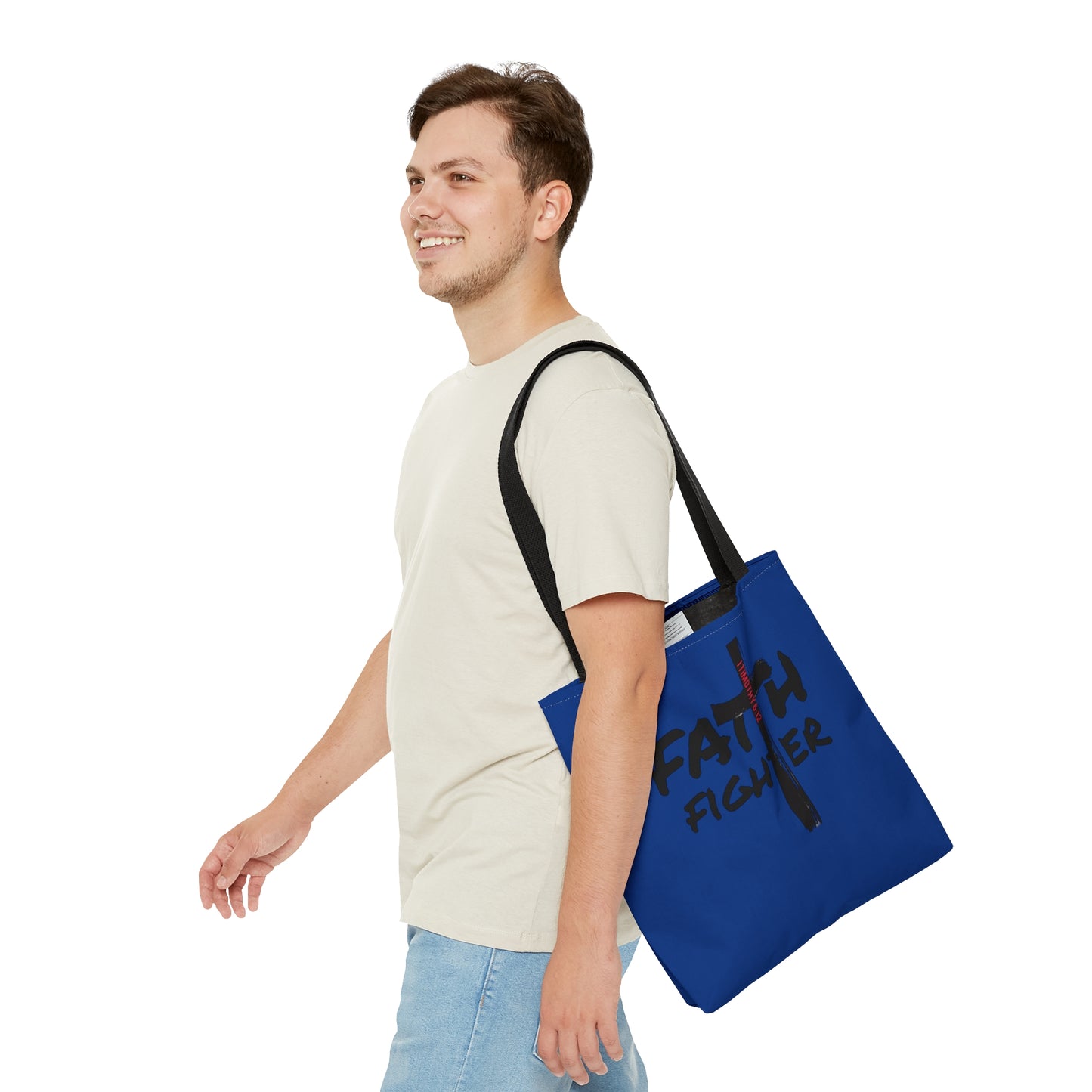 Collection A: “Faith Fighter” Dark Blue Tote Bag