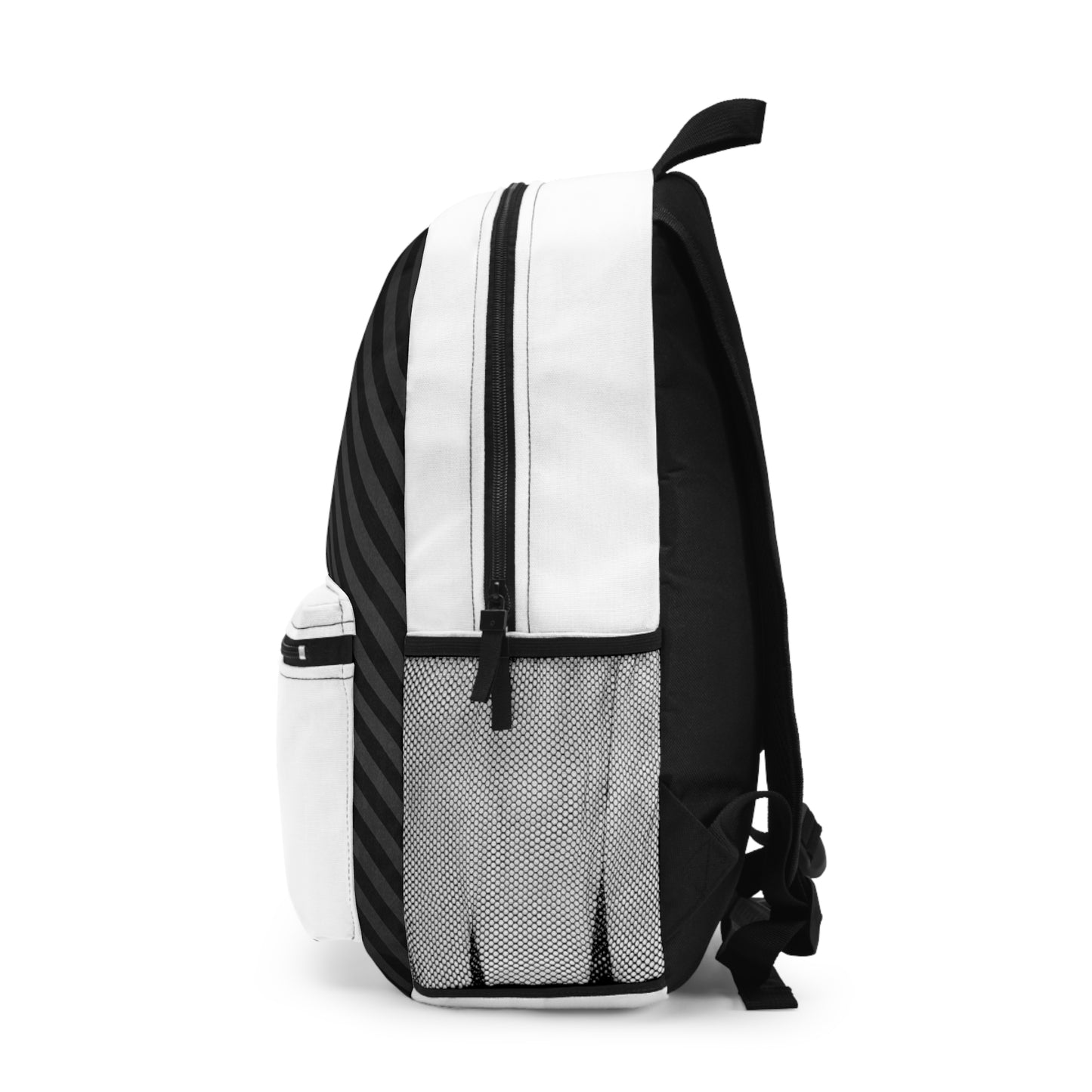 Mss Mia White w/Black Diagonal Stripe Backpack
