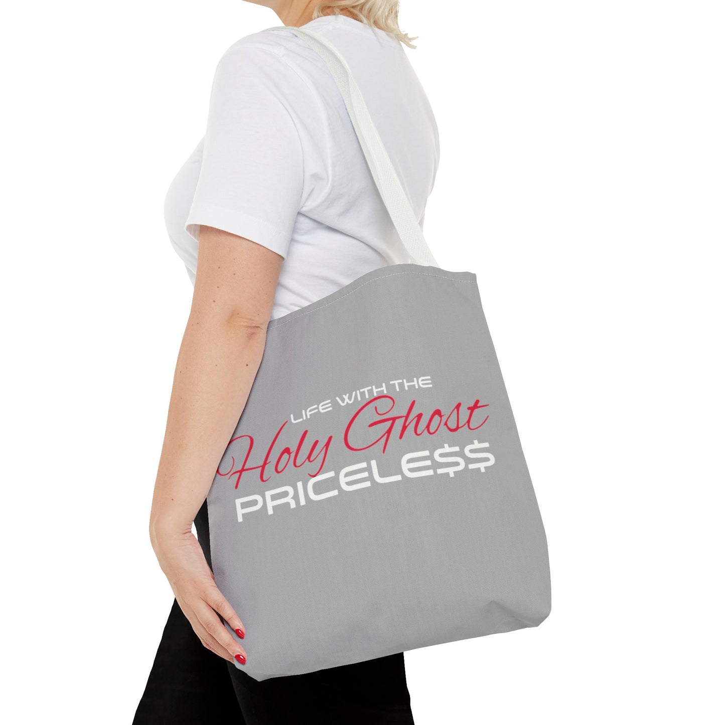 Collection A “Holy Ghost PRICELESS “ Grey Tote Bag