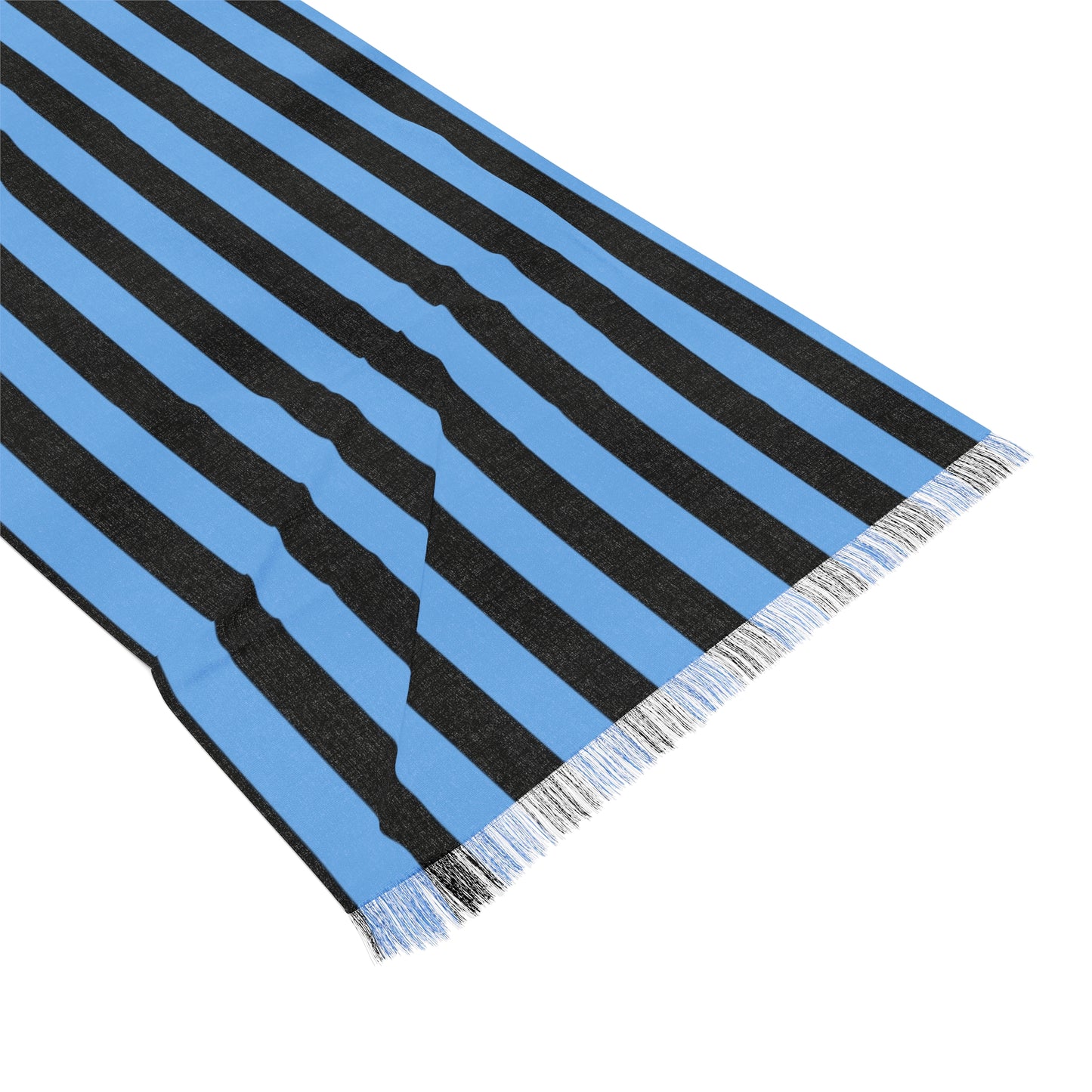 MssMia Light Blue w/ Black Stripe Light Scarf