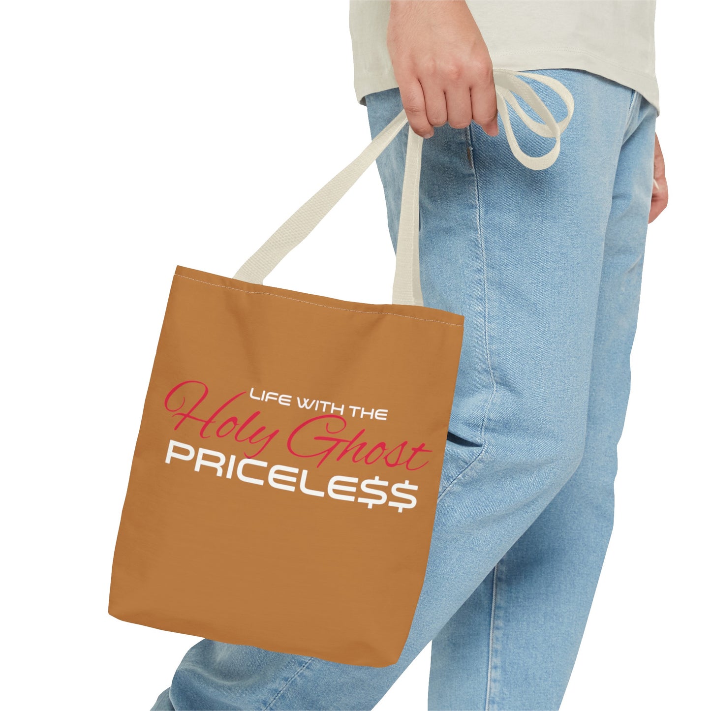 Collection A “Holy Ghost PRICELESS” Tan Tote Bag