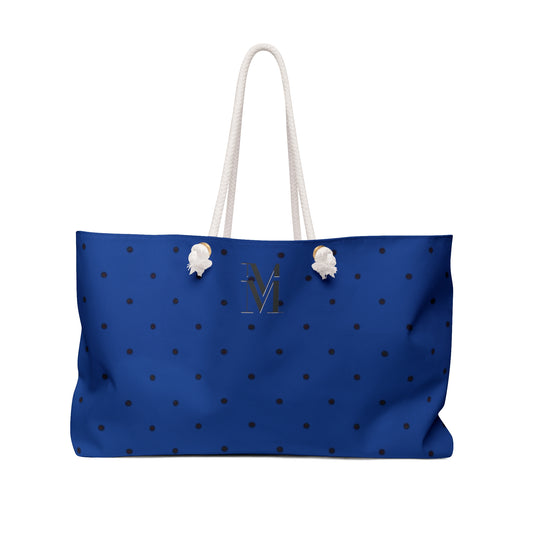 Mss Mia Dark Blue Polka Dot Weekender