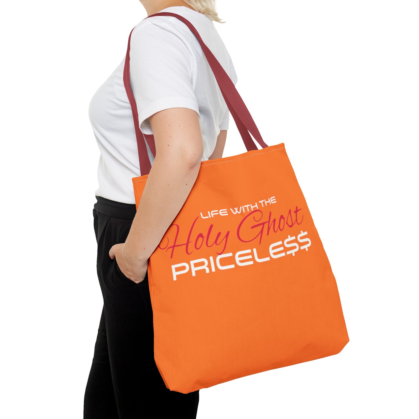 Collection A “Holy Ghost PRICELESS” Orange Tote Bag