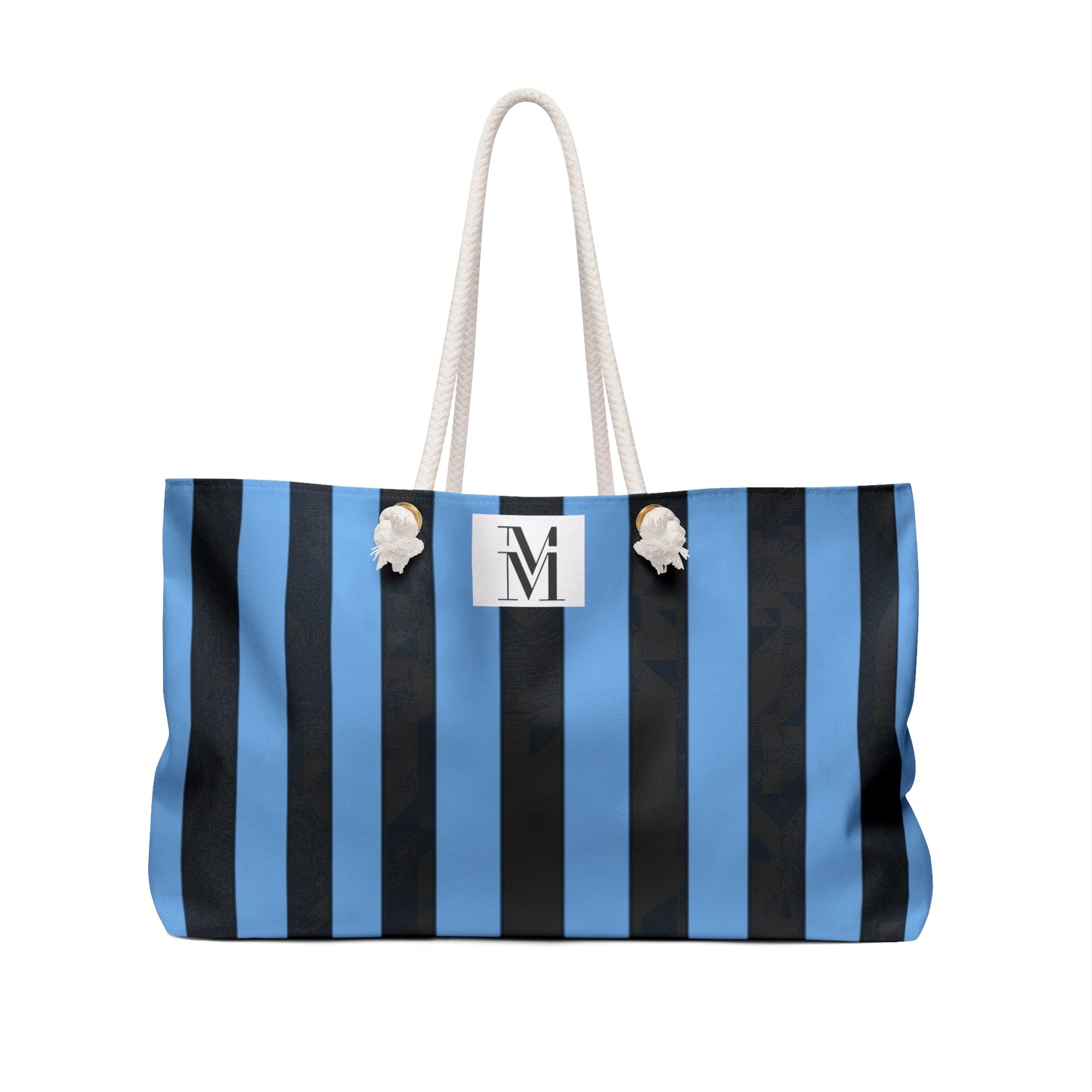 Mss Mia Light Blue/Black Stripe Weekender Bag