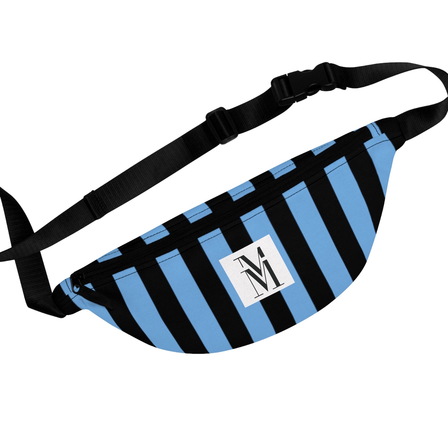 Mss Mia Light Blue w/Black Rugby Stripe Fanny Pack