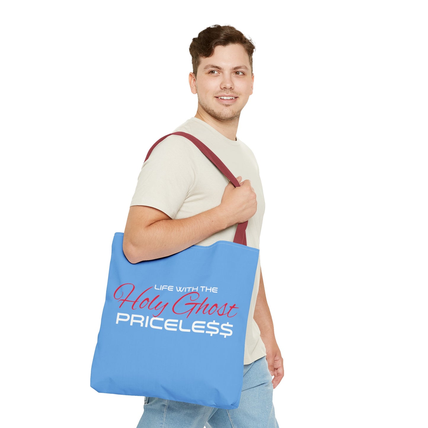 Collection A “Holy Ghost PRICELESS “ Blue Tote Bag