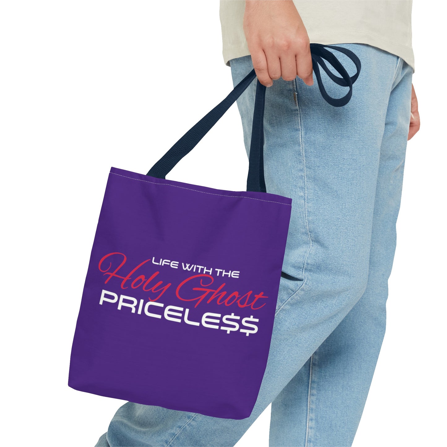 Collection A “Holy Ghost PRICELESS” Purple Tote Bag