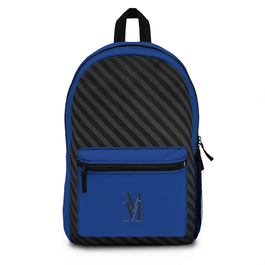 Mss Mia Dark Blue w/Black Diagonal Stripe Backpack