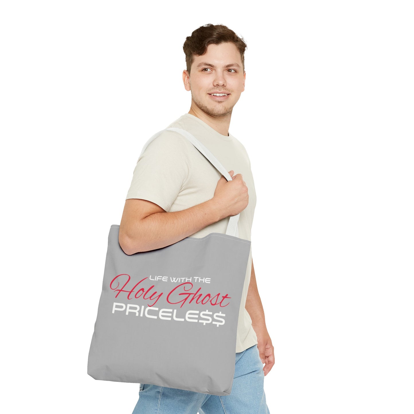 Collection A “Holy Ghost PRICELESS “ Grey Tote Bag