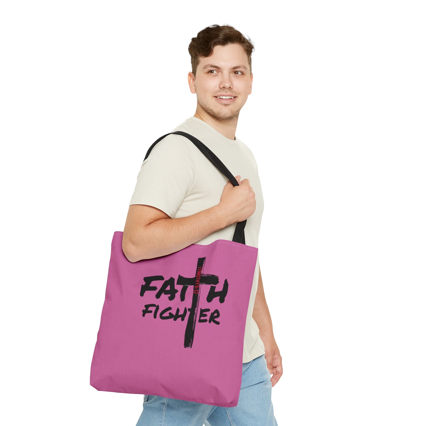 Collection A: “Faith Fighter” Pink Tote Bag