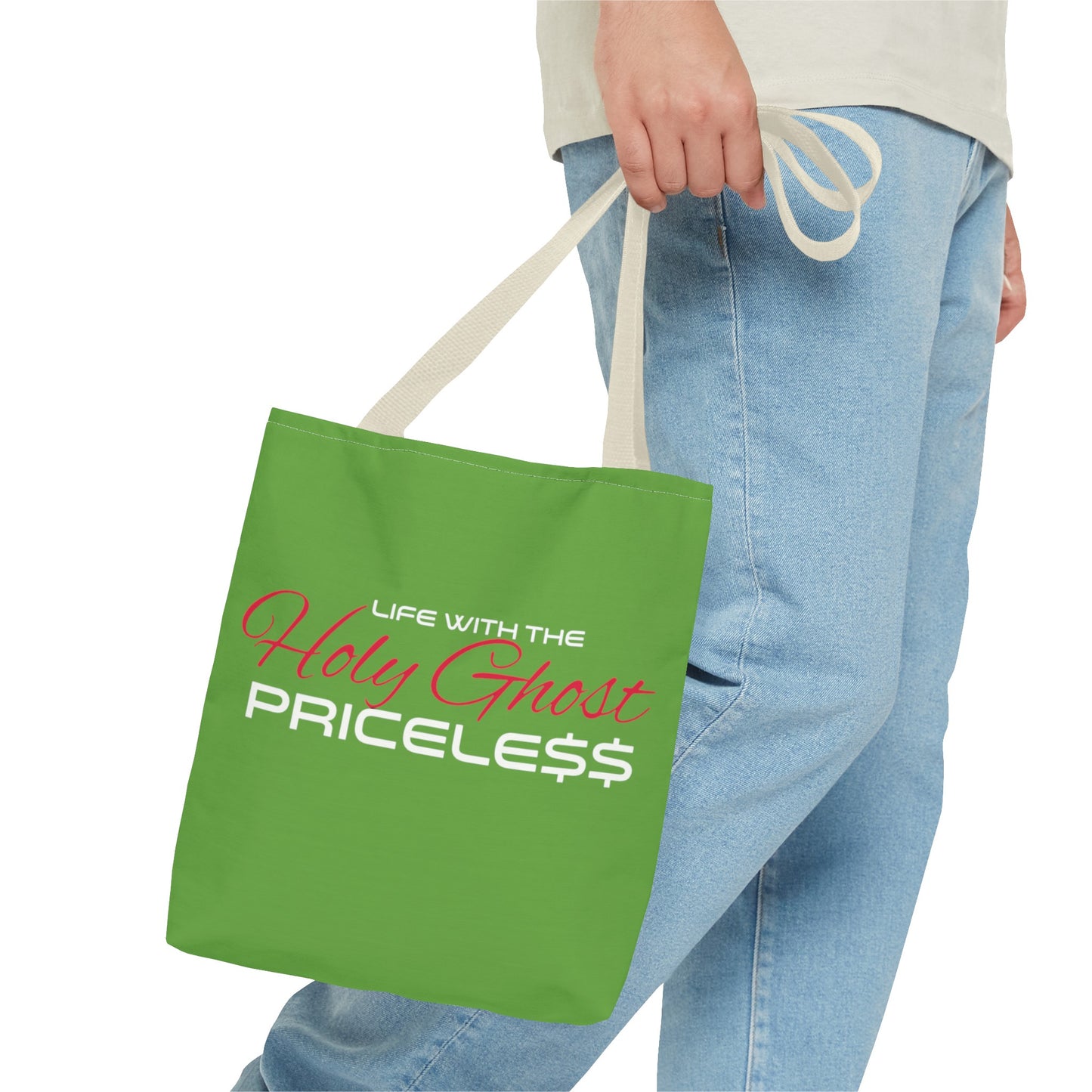 Collection A “Holy Ghost PRICELESS “ Green Tote Bag