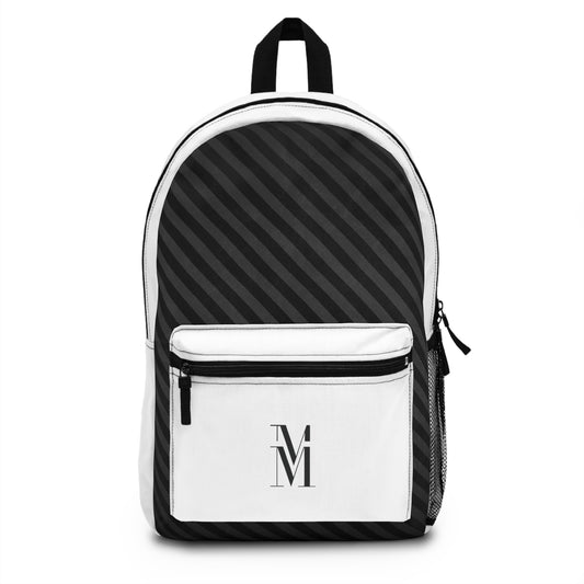 Mss Mia White w/Black Diagonal Stripe Backpack