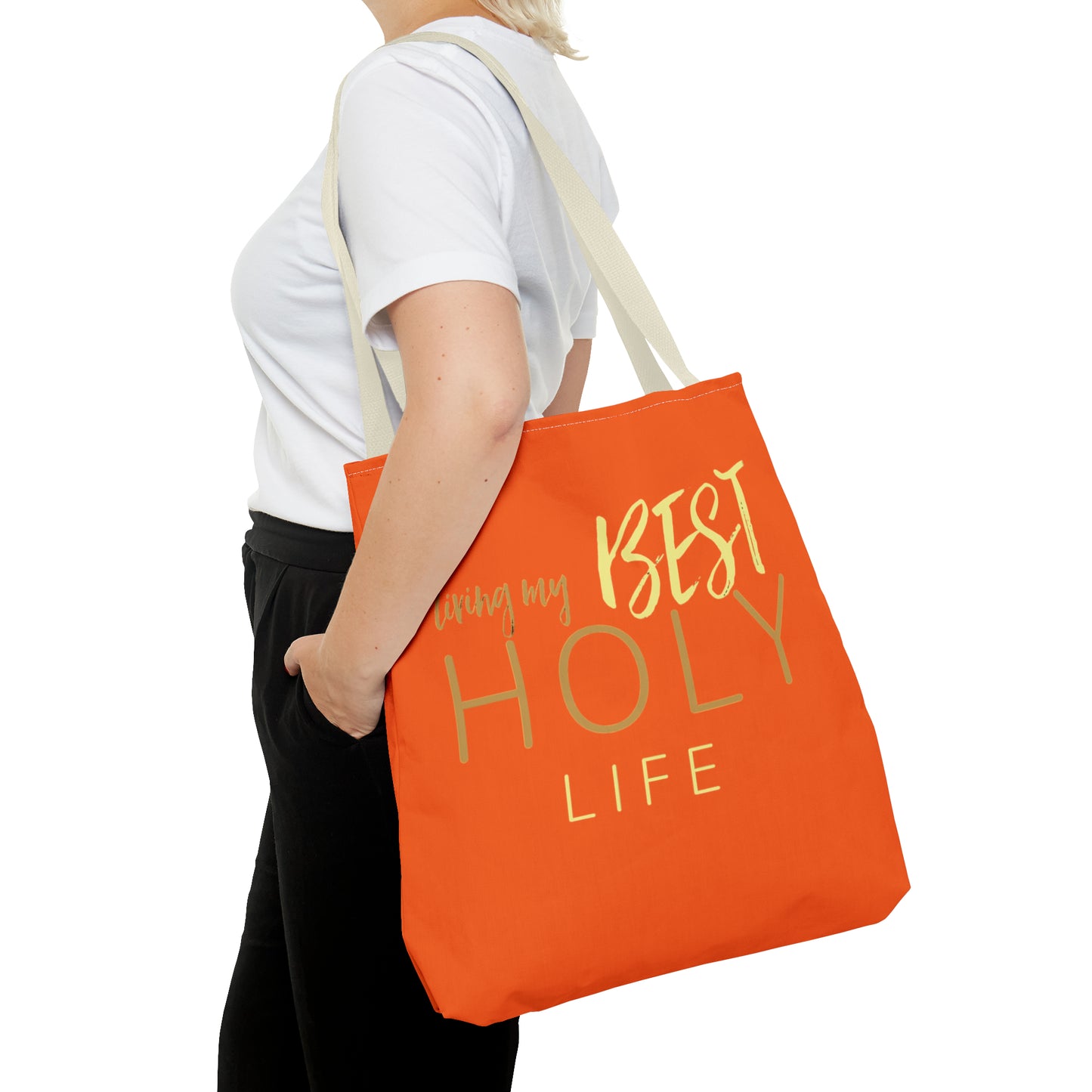 Collection A: “HOLYlife” Orange Tote Bag