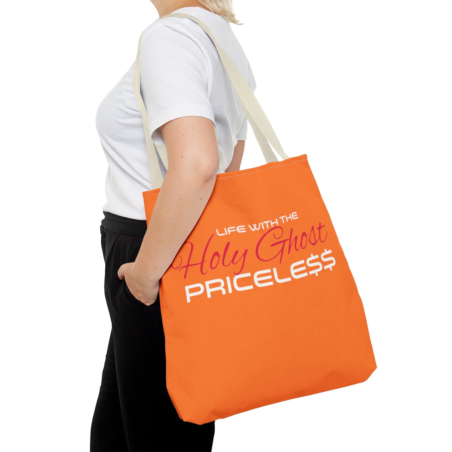 Collection A “Holy Ghost PRICELESS” Orange Tote Bag