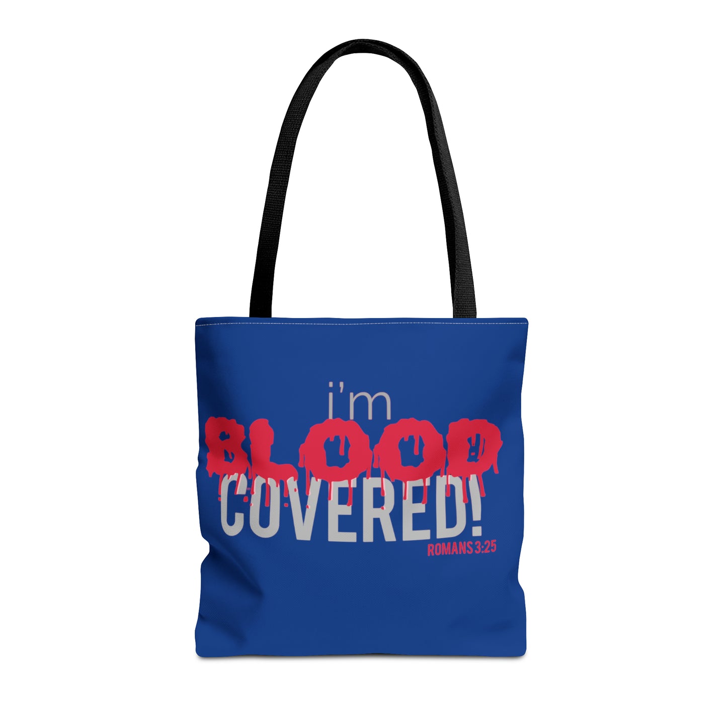 Collection B: “BLOOD Covered” Blue Tote Bag