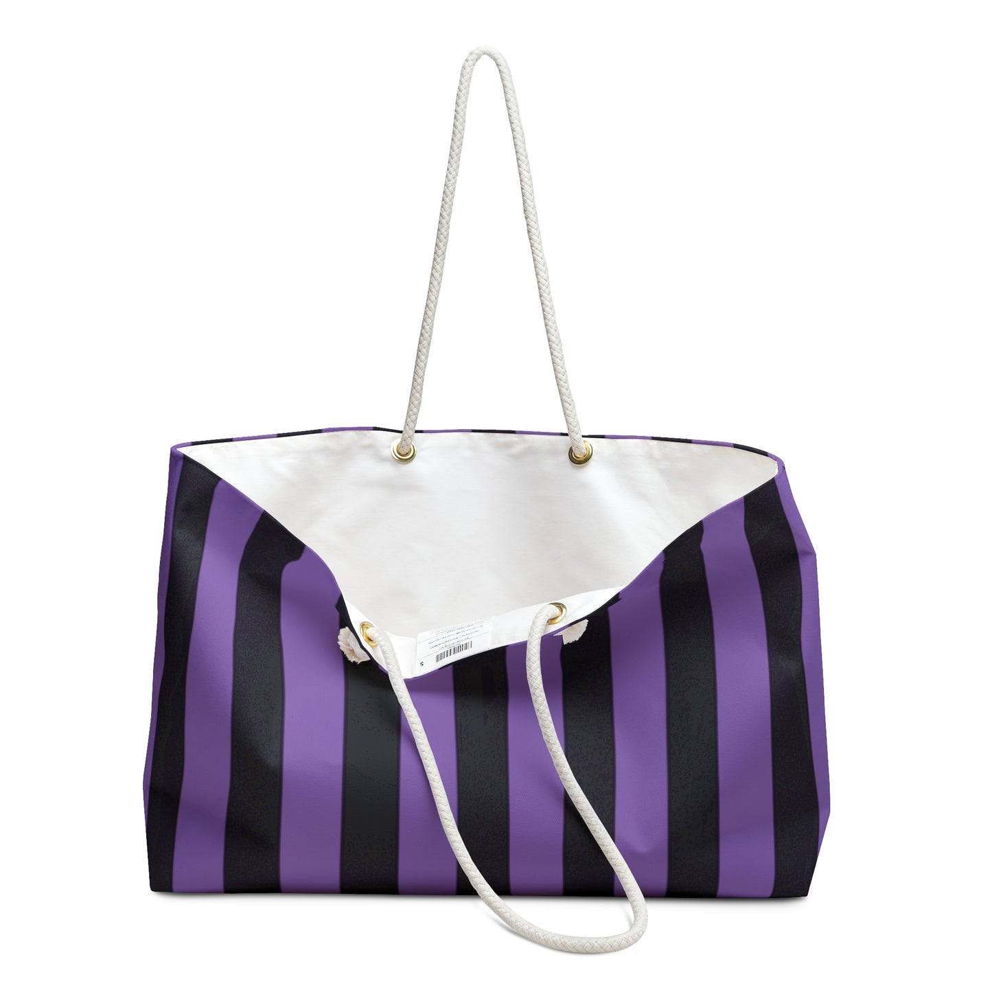 Mss Mia Purple/ Black Stripe Weekender Bag
