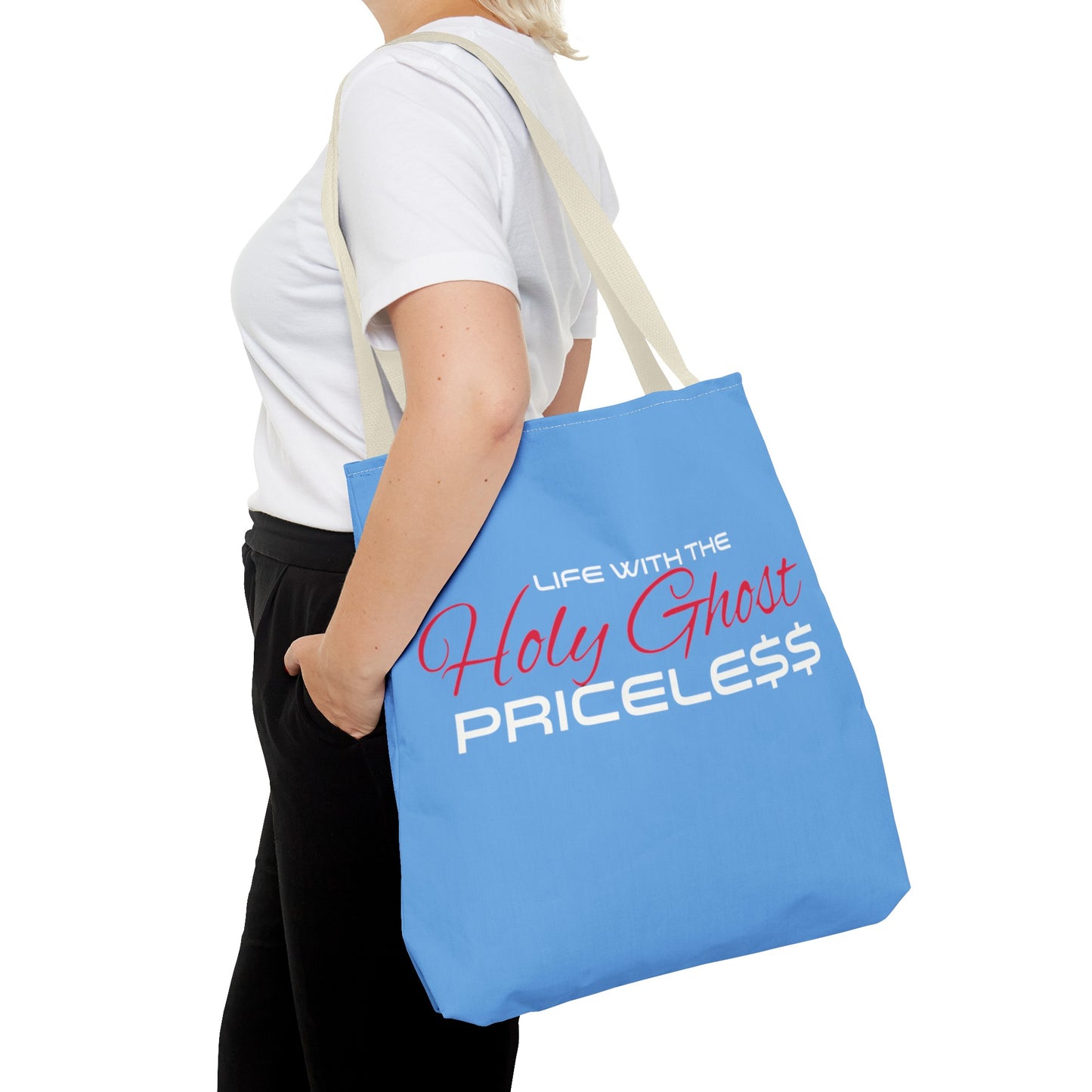 Collection A “Holy Ghost PRICELESS “ Blue Tote Bag