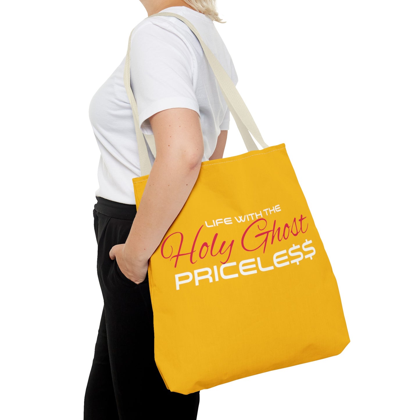 Collection A “Holy Ghost PRICELESS “ Yellow Tote Bag