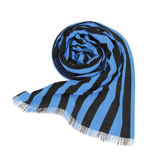 MssMia Light Blue w/ Black Stripe Light Scarf