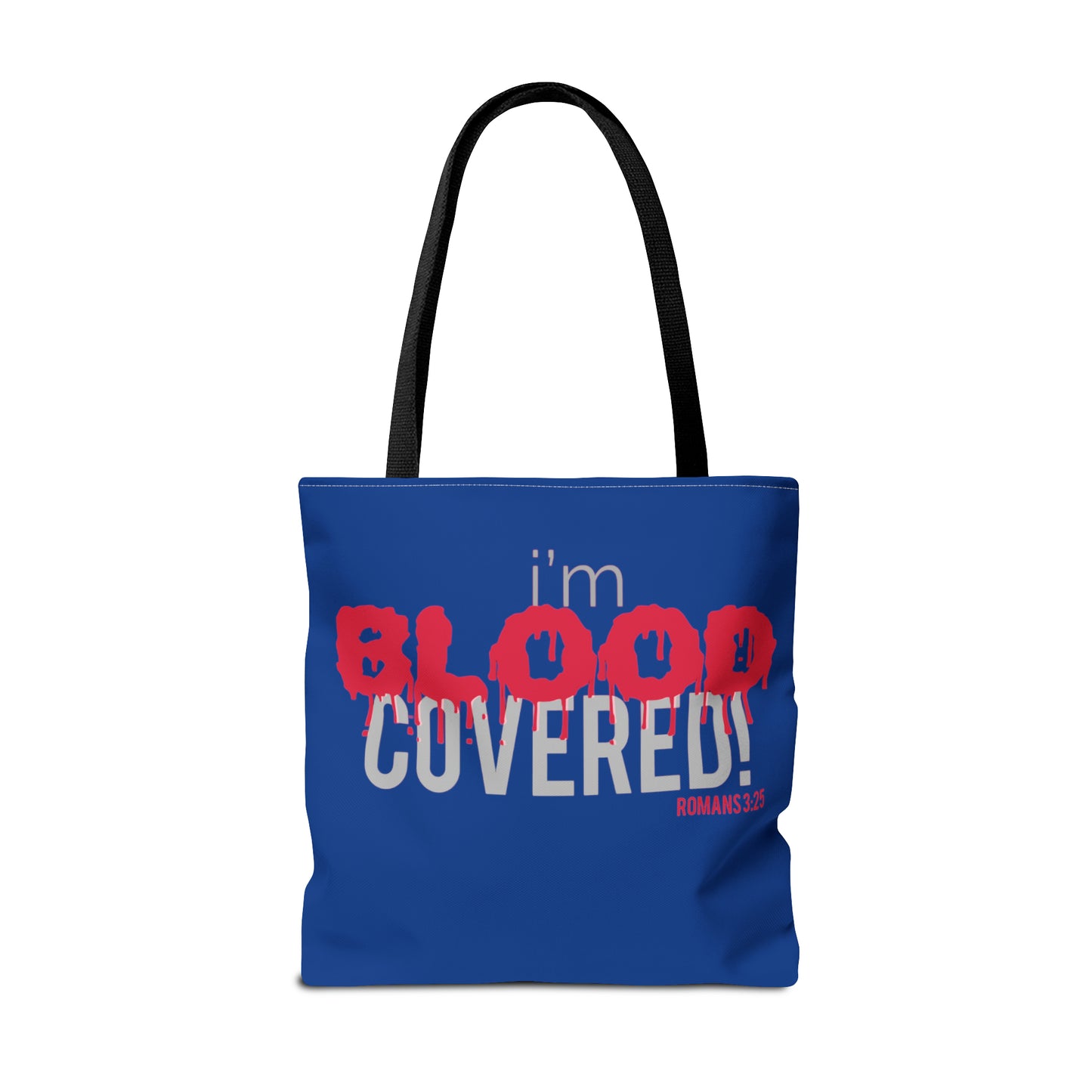 Collection B: “BLOOD Covered” Blue Tote Bag