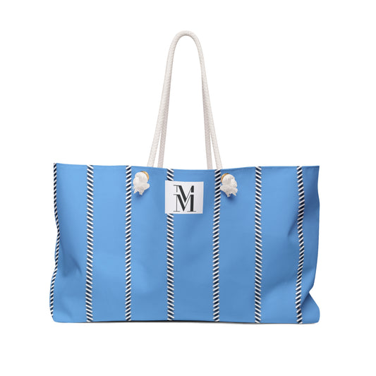 Mss Mia Light Blue Pinstripe Weekender