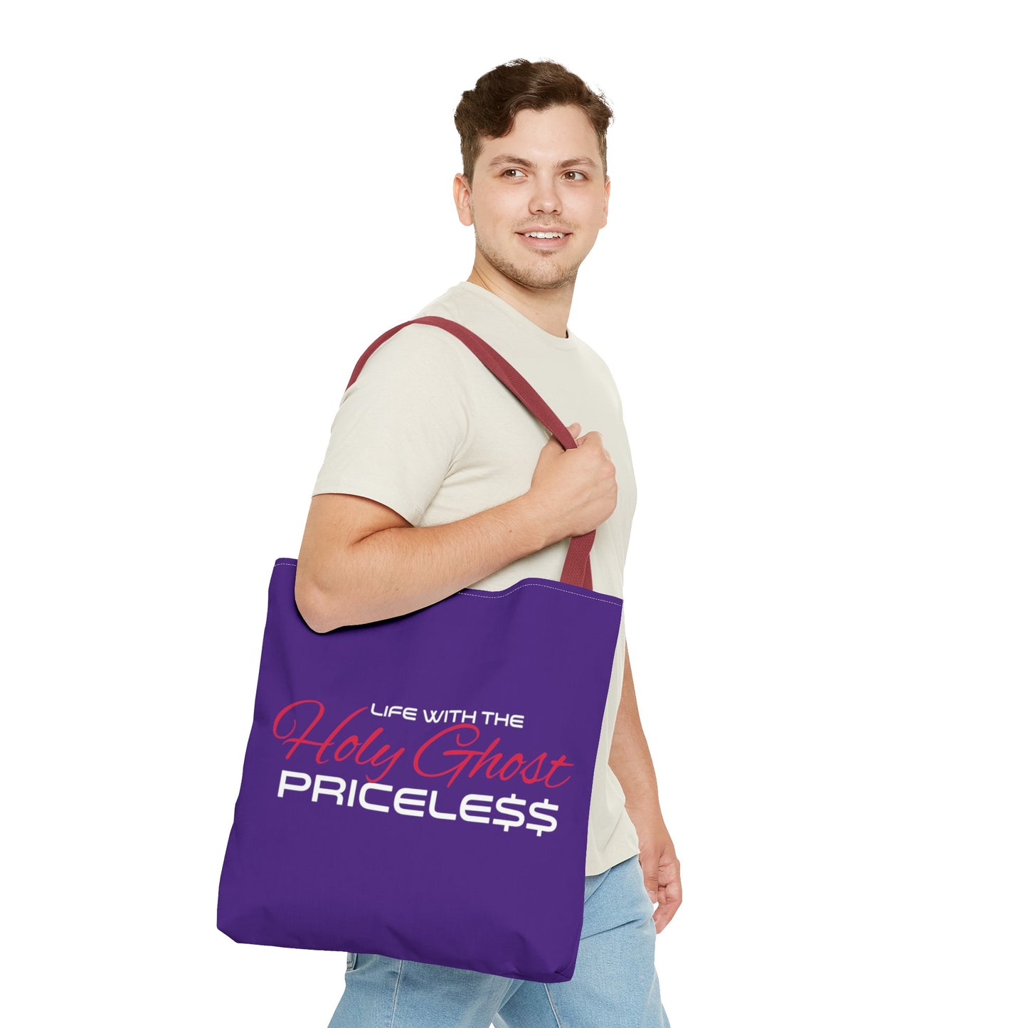 Collection A “Holy Ghost PRICELESS” Purple Tote Bag