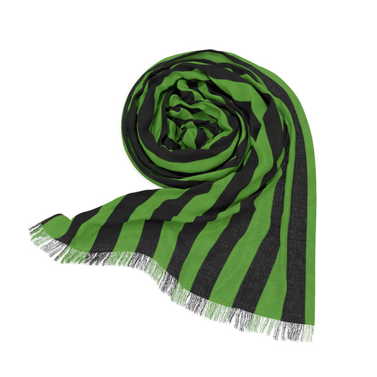 MssMia  Light Green w/ Black Stripe Light Scarf