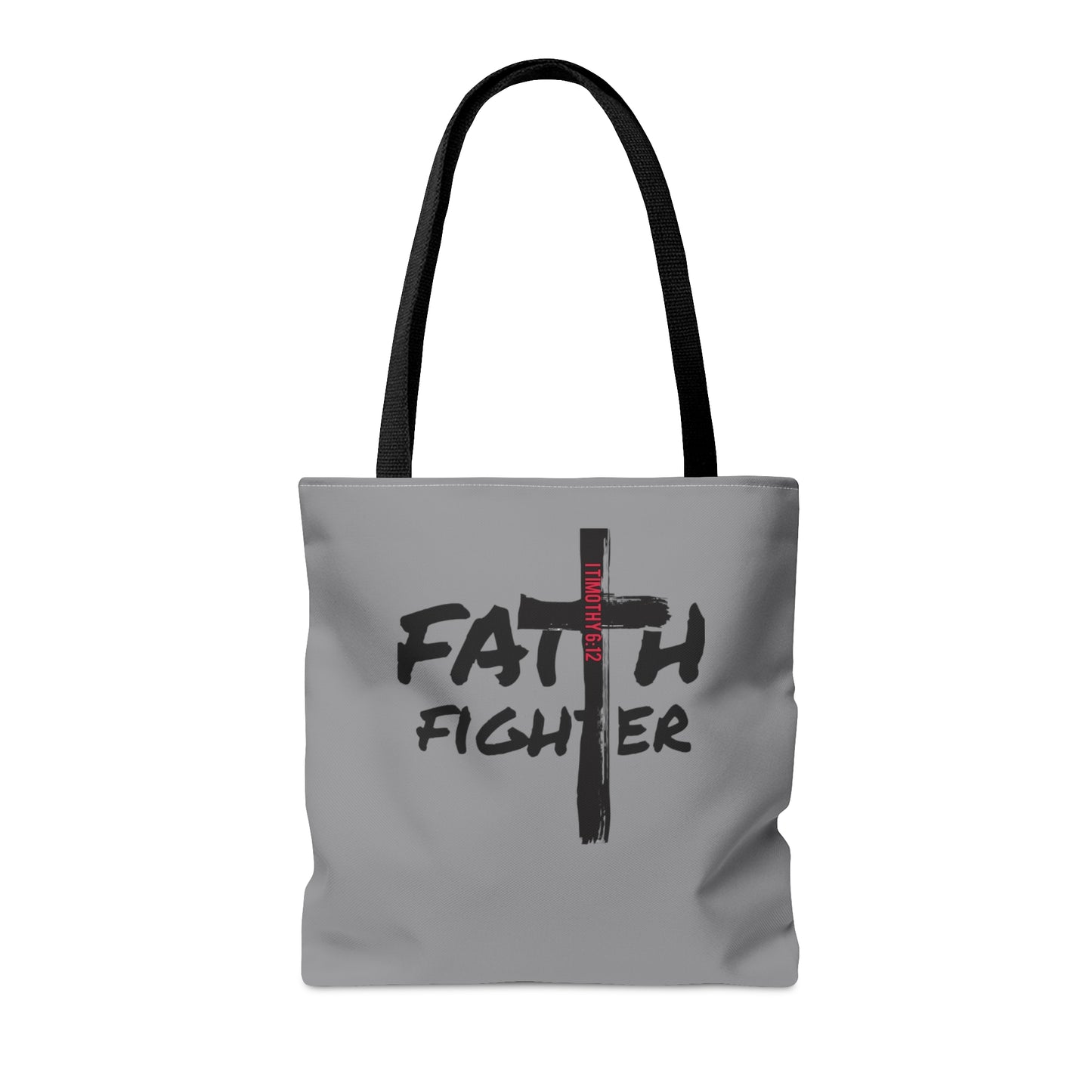 Collection A: “Faith Fighter” Light Grey Tote Bag