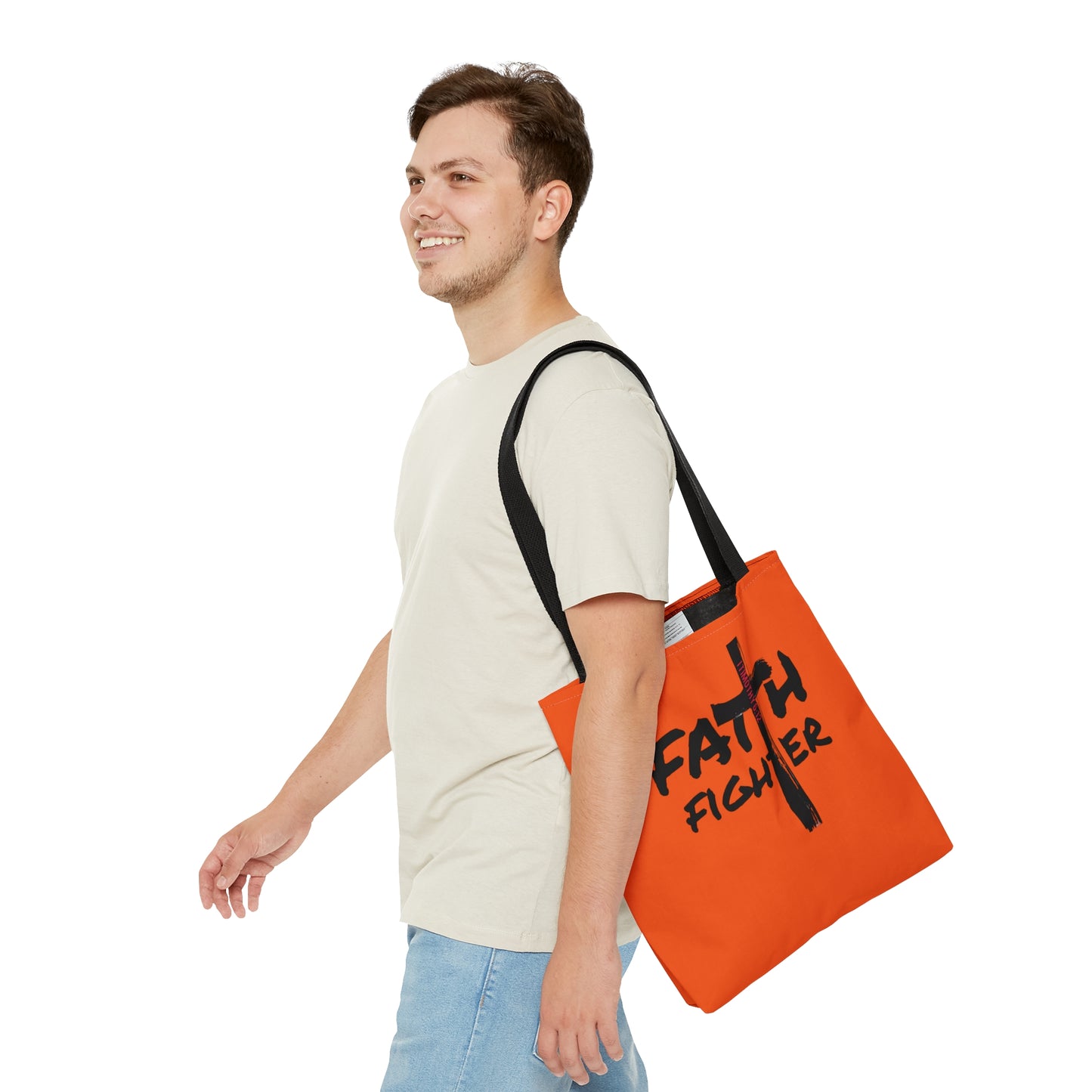 Collection A: “Faith Fighter”  Orange Tote Bag