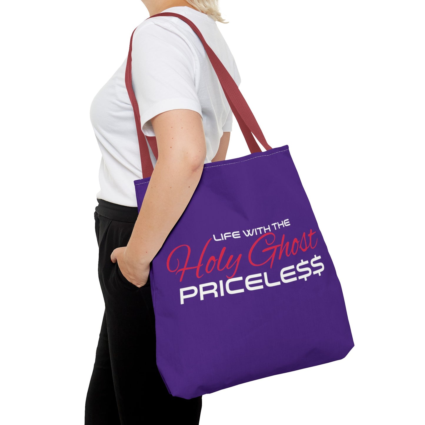 Collection A “Holy Ghost PRICELESS” Purple Tote Bag