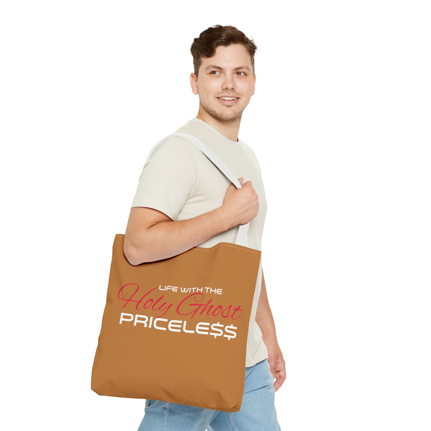 Collection A “Holy Ghost PRICELESS” Tan Tote Bag