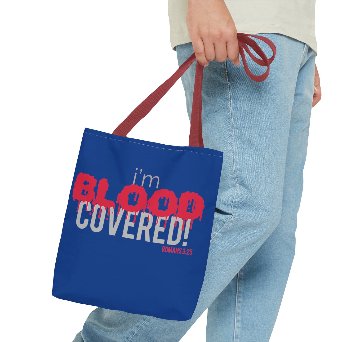 Collection B: “BLOOD Covered” Blue Tote Bag