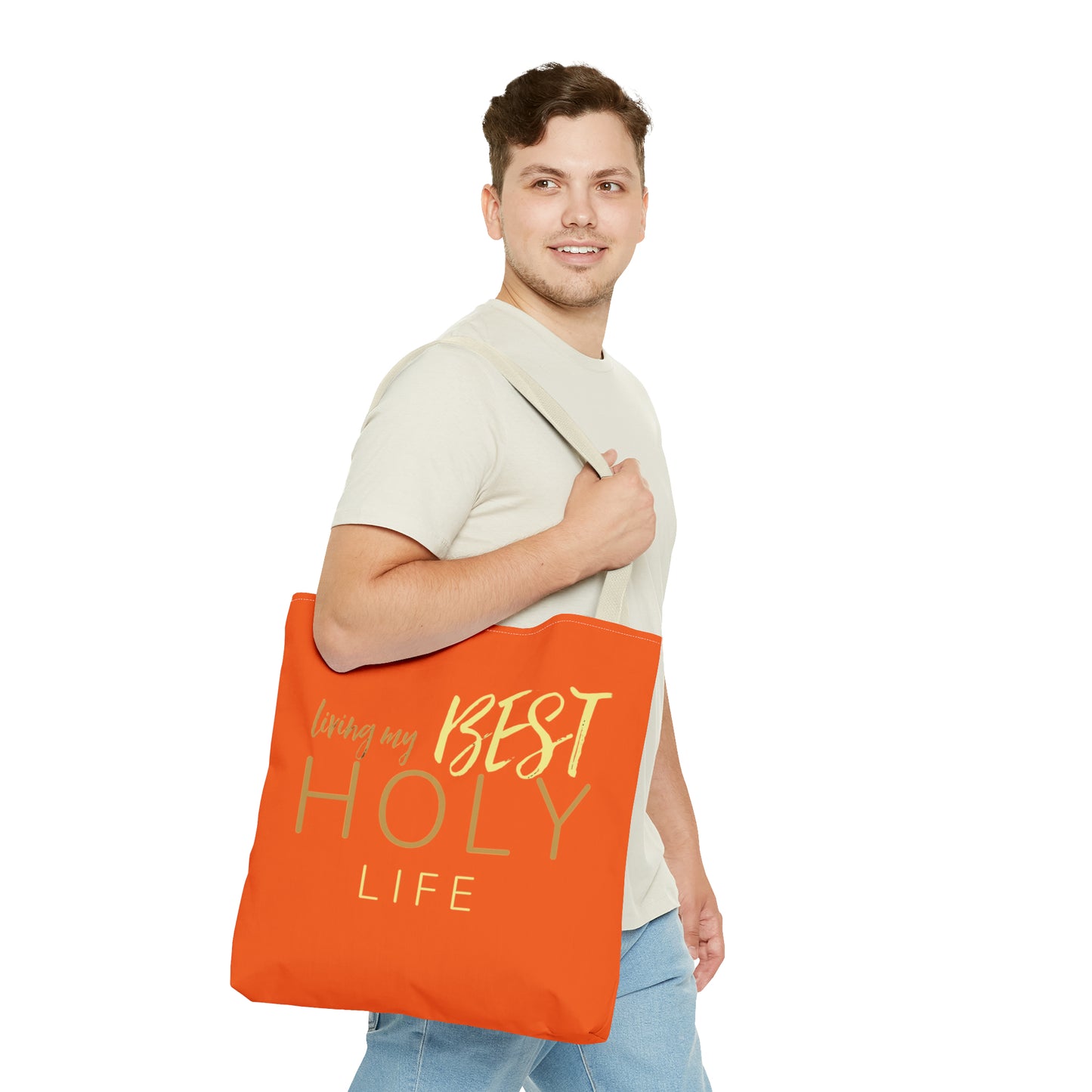 Collection A: “HOLYlife” Orange Tote Bag