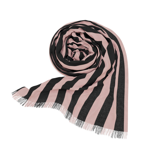 MssMia Pink w/ Black Stripe Light Scarf