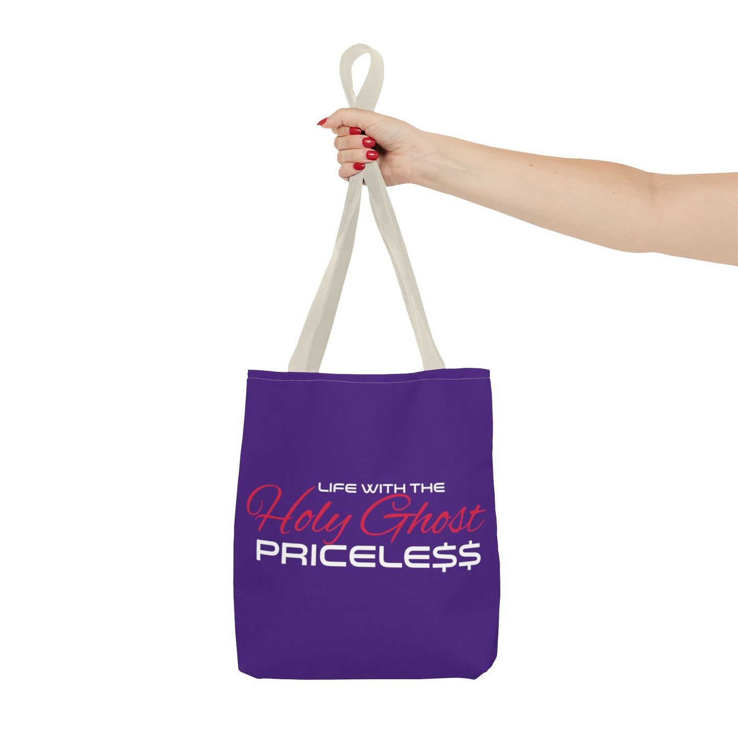 Collection A “Holy Ghost PRICELESS” Purple Tote Bag