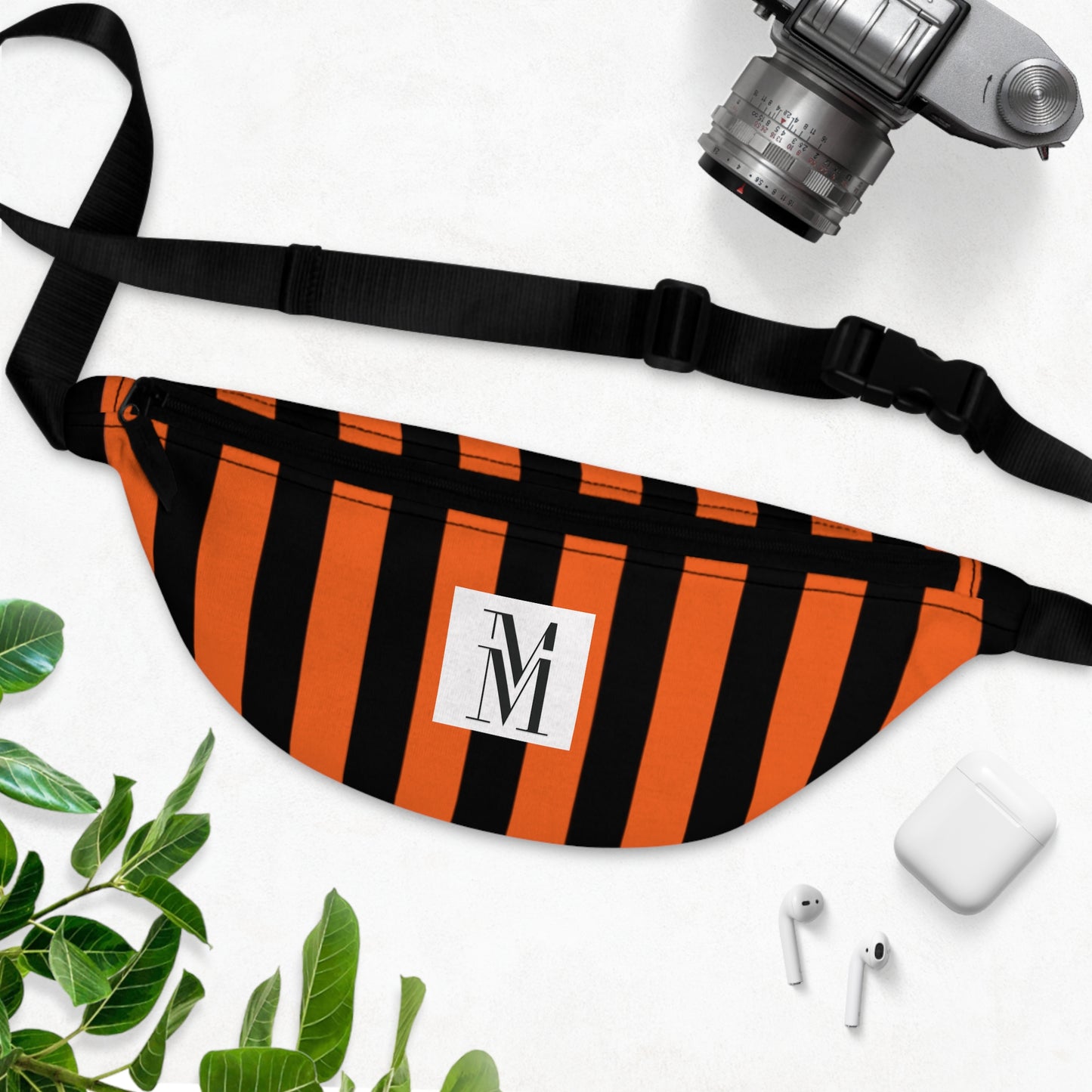 Mss Mia Orange w/Black Rugby Stripe Fanny Pack