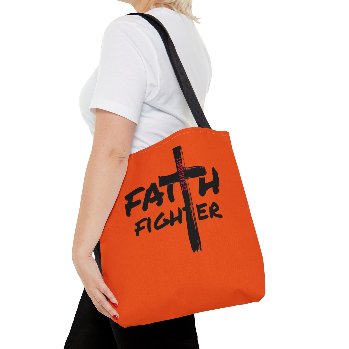 Collection A: “Faith Fighter”  Orange Tote Bag