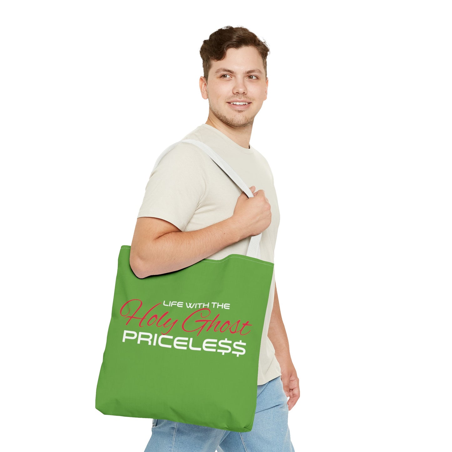 Collection A “Holy Ghost PRICELESS “ Green Tote Bag