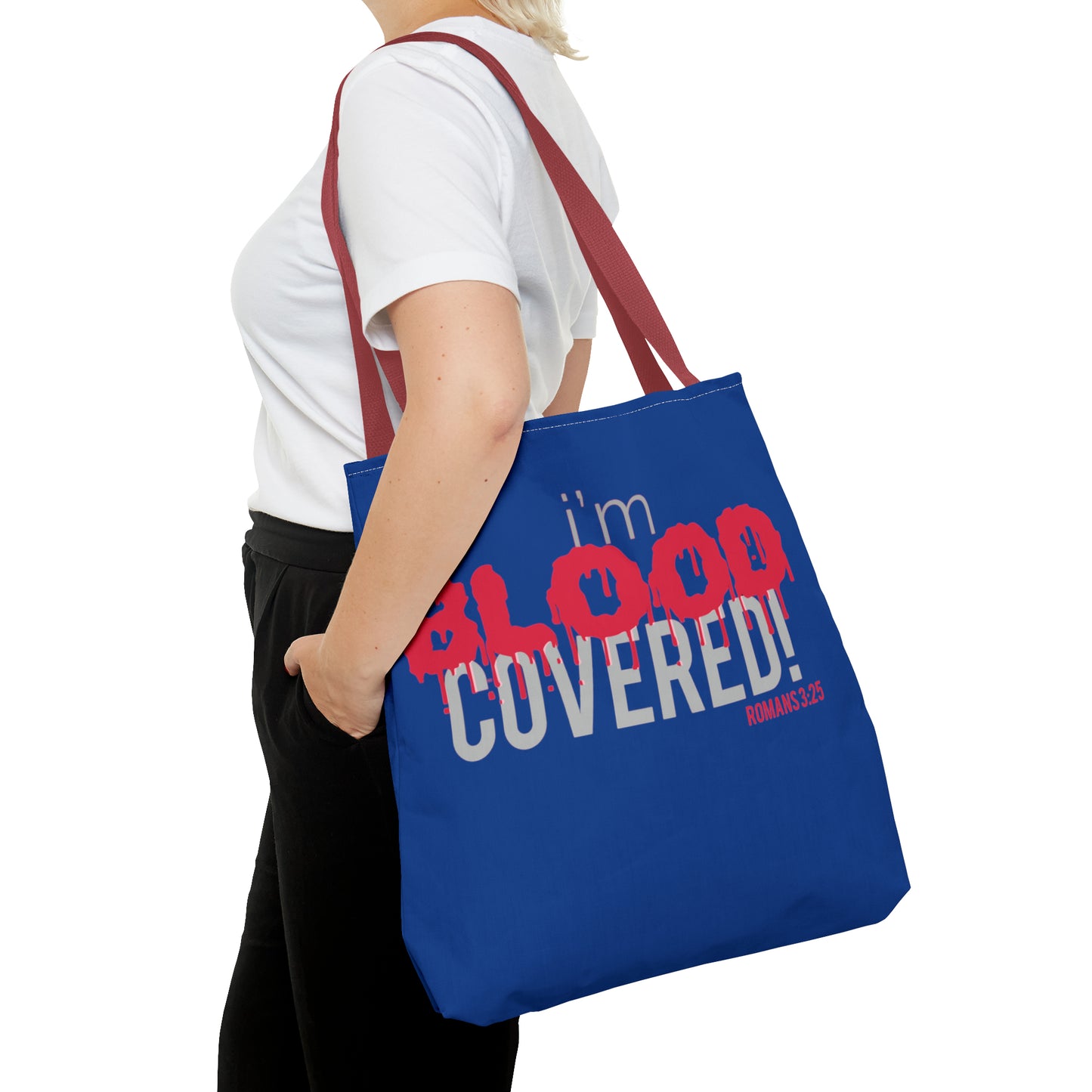 Collection B: “BLOOD Covered” Blue Tote Bag