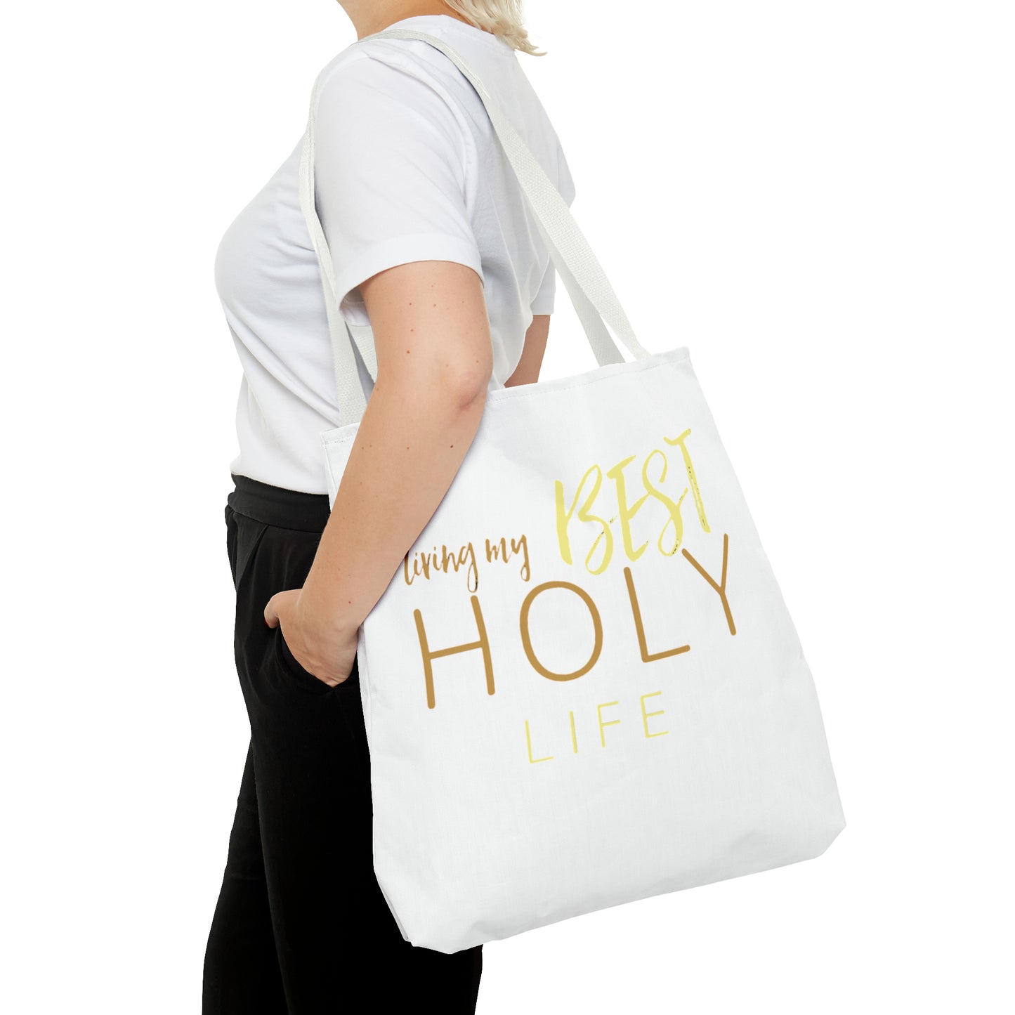 Collection A: “HOLYlife” White Tote Bag