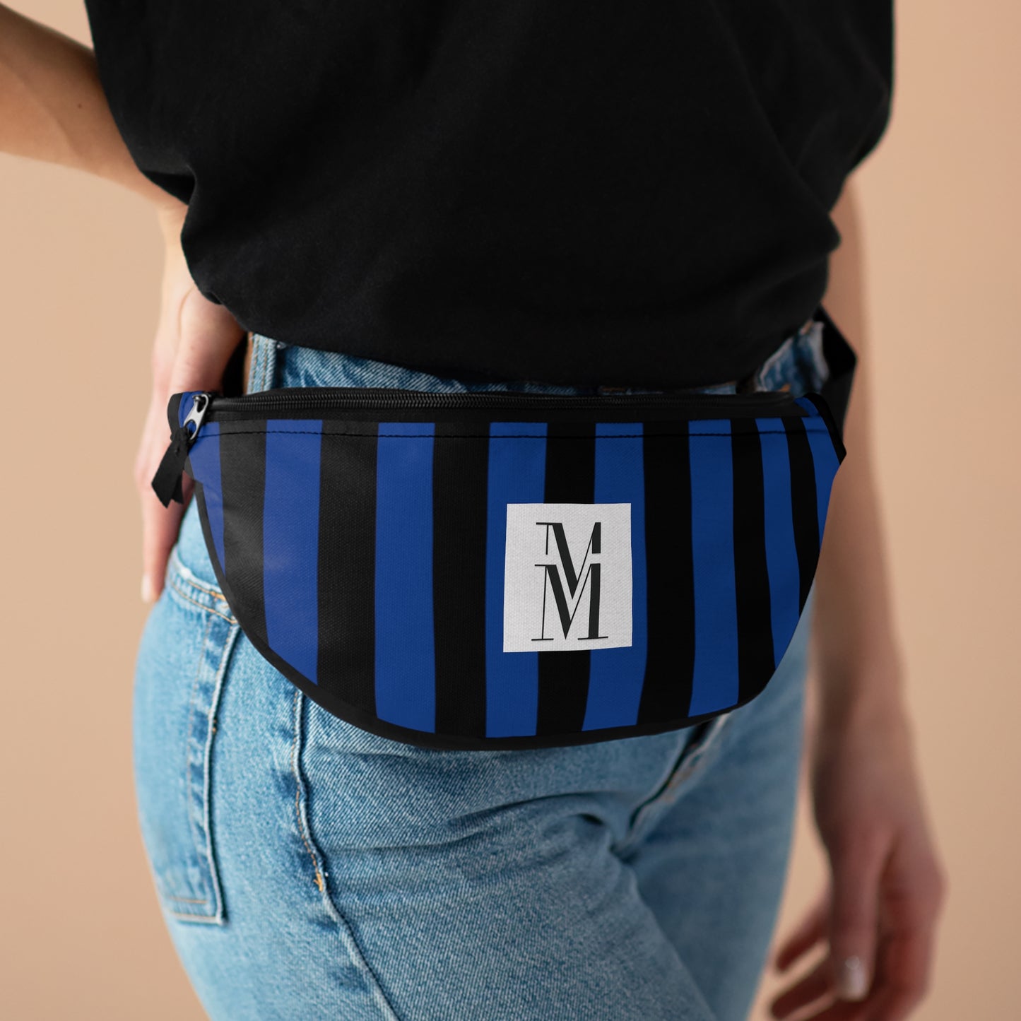 Mss Mia Dark Blue w/Black Rugby Stripe Fanny Pack