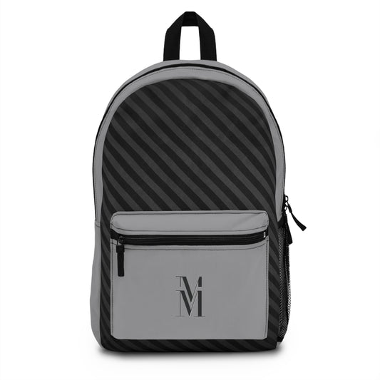 Mss Mia Grey w/Black Diagonal Stripe Backpack