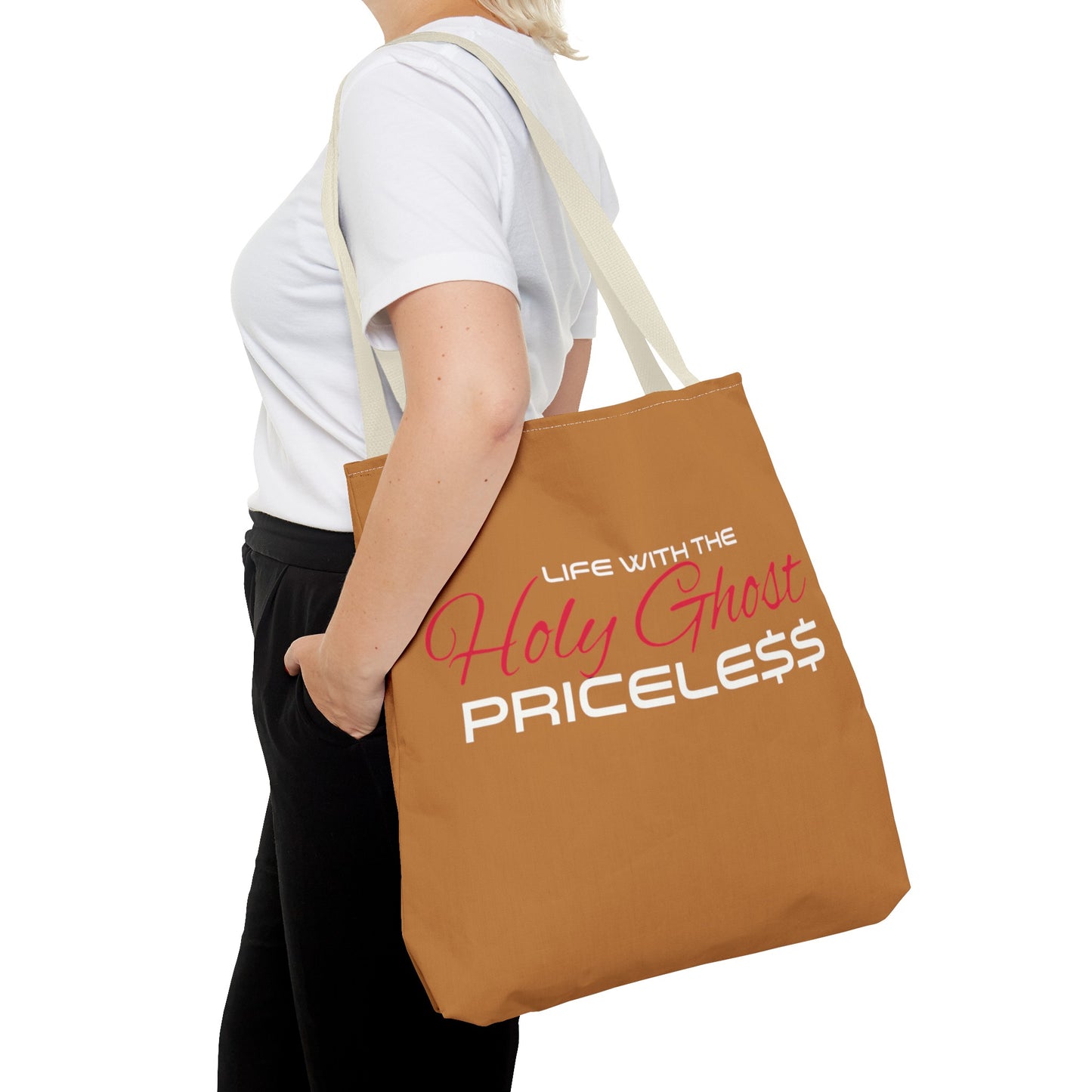 Collection A “Holy Ghost PRICELESS” Tan Tote Bag